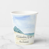 Waterverf strand en watergeviering papieren bekers (Voorkant)