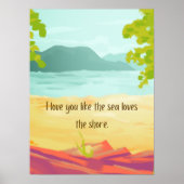 Waterverf strand en Zee winkelboekje Poster (Voorkant)