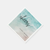 Waterverf strand gepersonaliseerde bruiloft servet (Hoek)