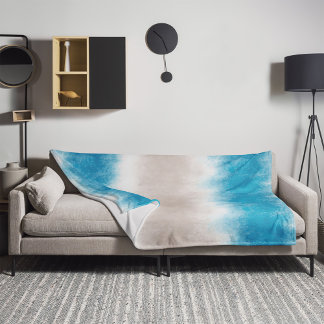 Waterverf Strand Golven Blauw Water Fleece Deken