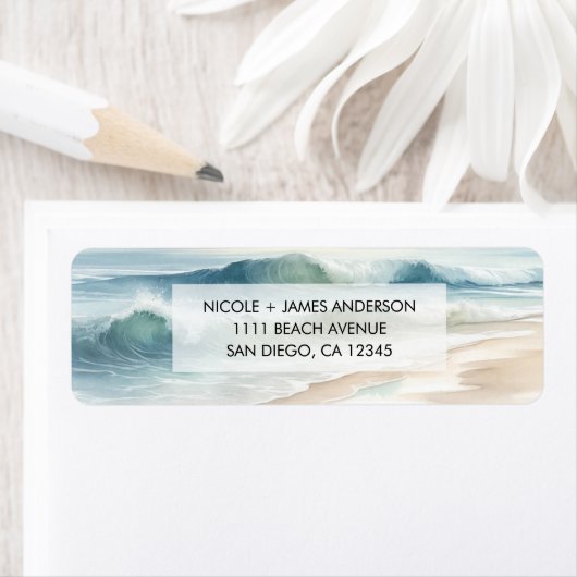 Waterverf strand golven kust strand bruiloft etiket (Insitu)