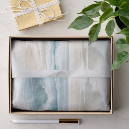 Waterverf strand golven kust strand bruiloft tissuepapier (Geschenk)