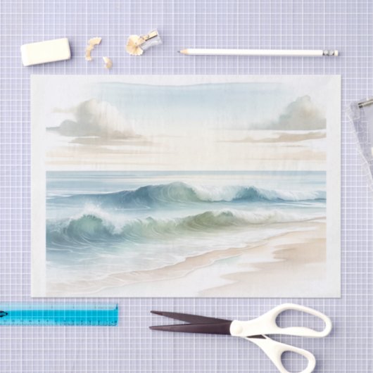 Waterverf strand golven kust strand bruiloft tissuepapier (Craft)