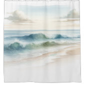 Waterverf strand golven rustieke kust douchegordijn (Voorkant)
