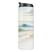 Waterverf strand golven rustieke kust thermosbeker (Geroteerd rechts)