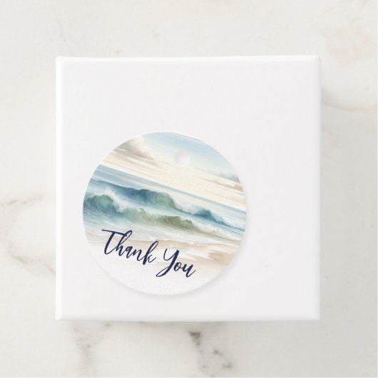Waterverf strand golven rustieke kustbruiloft bedankjes labels (In situ)