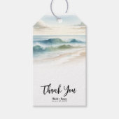 Waterverf strand golven rustieke kustbruiloft cadeaulabel (Voorkant)