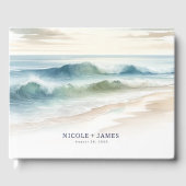 Waterverf strand golven rustieke kustbruiloft gastenboek (Voorkant)