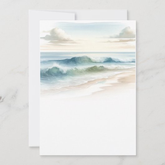 Waterverf strand golven rustieke kustbruiloft kaart (Achterkant)