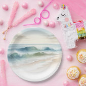 Waterverf strand golven rustieke kustbruiloft papieren bordje (Feest)