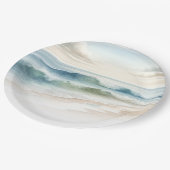 Waterverf strand golven rustieke kustbruiloft papieren bordje (Gekanteld)