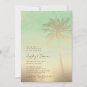 Waterverf Strand Gouden Zand Palm Tree Boho Huweli Kaart (Voorkant)