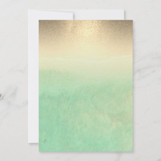 Waterverf Strand Gouden Zand Palm Tree Boho Huweli Kaart (Achterkant)