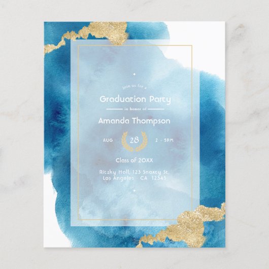 Waterverf Strand Graduation Party Uitnodiging Flyer (Voorkant)