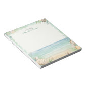 Waterverf Strand Groene Tropische bladeren Natuur Notitieblok (Schuin)