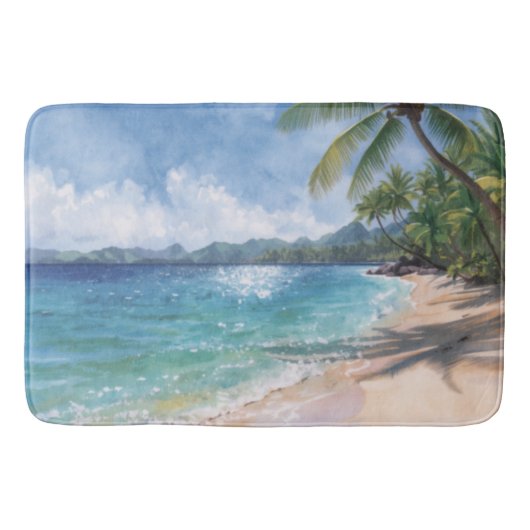 Waterverf Strand Hawaï Badmat (Voorkant)