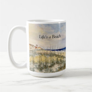 waterverf strand, het leven is een strand, koffiem koffiemok