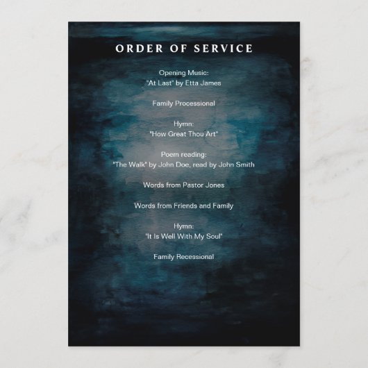 Waterverf strand in liefdevolle herinnering begraf programmakaart (Achterkant)