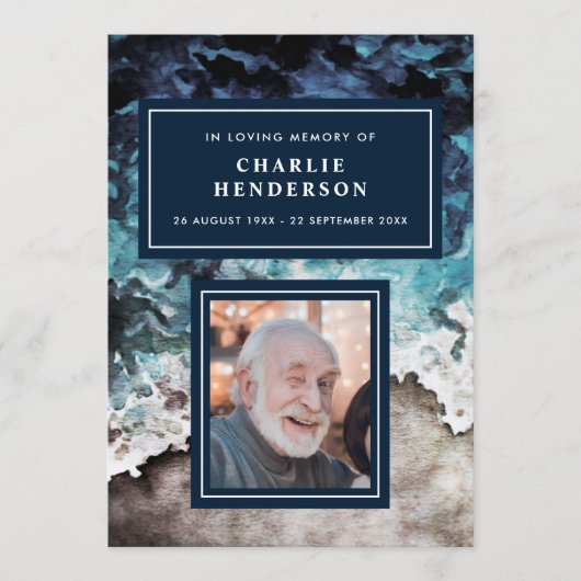 Waterverf strand in liefdevolle herinnering begraf programmakaart (Voorkant)