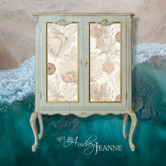 Waterverf Strand Koraal Zeester Zee Shell Aqua Tissuepapier