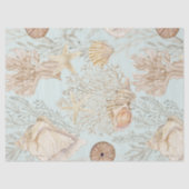 Waterverf Strand Koraal Zeester Zee Shell Aqua Tissuepapier (Voorkant)