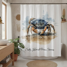 Waterverf Strand Krab Douchegordijn