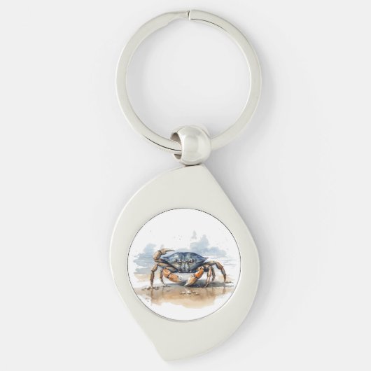 Waterverf Strand Krab Sleutelhanger (Voorkant)