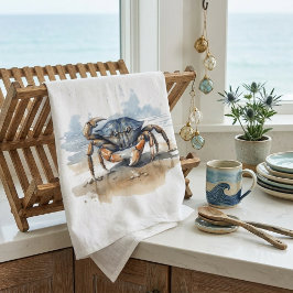 Waterverf Strand Krab Theedoek