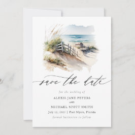 Waterverf Strand Kustkalligrafie Save The Date