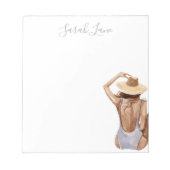 Waterverf strand meisje gepersonaliseerd notitieblok (Voorkant)