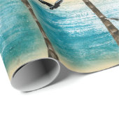 Waterverf strand naadloze textuur. Palmen, schedel Cadeaupapier (Rol Hoek)