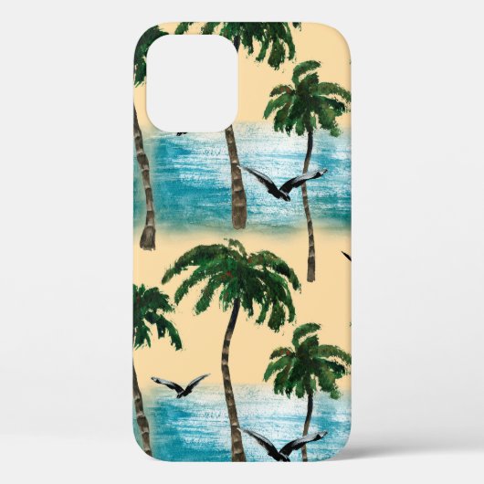 Waterverf strand naadloze textuur. Palmen, schedel Case-Mate iPhone Case (Achterkant)