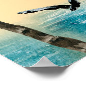 Waterverf strand naadloze textuur. Palmen, schedel Poster (Hoek)