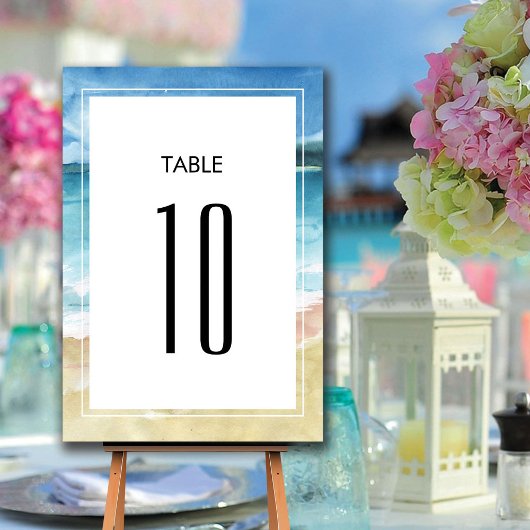 Waterverf Strand Oceaan Bestemming Trouwen Kaart