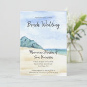 Waterverf Strand Oceaan Casual Strand Bruiloft Kaart (Staand voorkant)