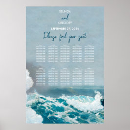 Waterverf Strand Oceaan Golven Trouw Zittijd Chart Poster