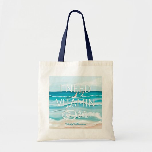 Waterverf strand oceaan 'Ik heb vitamine Zee nodig Tote Bag (Voorkant)