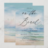 Waterverf strand oceaan kust bruiloft kaart (Voorkant / Achterkant)