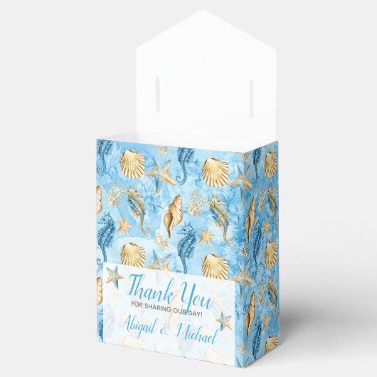 🌊💍 Waterverf Strand Oceaan Kustbruiloft Bedankdoosjes (Geopend)