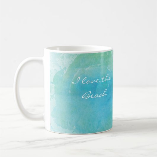 Waterverf Strand Oceaan Zee Koffiemok Gepersonalis (Links)