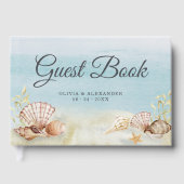 Waterverf strand Ocean Shells Wedding Gastenboek (Voorkant)