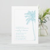 Waterverf strand op het strand Palm Tree Wedding Kaart (Staand voorkant)