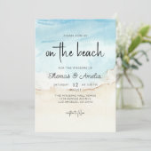Waterverf strand op het strand zomer bruiloft kaart (Staand voorkant)