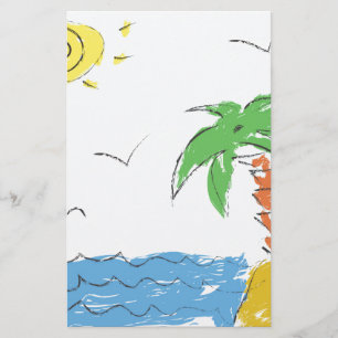 Waterverf Strand Palm Tree Stationery Set – Tropis Briefpapier