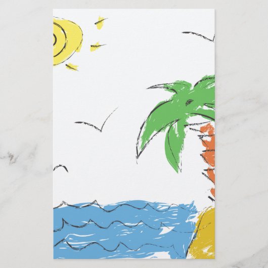 Waterverf Strand Palm Tree Stationery Set – Tropis Briefpapier (Voorkant)