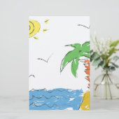 Waterverf Strand Palm Tree Stationery Set – Tropis Briefpapier (Staand voorkant)