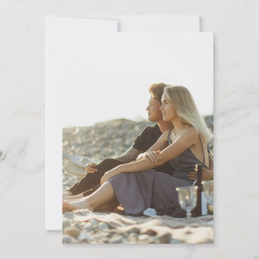 Waterverf Strand Palm Trees Foto Onderlay Wedding Save The Date (Voorkant)