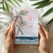 Waterverf Strand Palmbomen Kust Chic Wedding Kaart