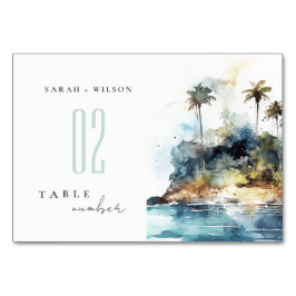 Waterverf Strand Palmboom Eiland Trouw Kaart