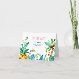 waterverf strand palmen ananas bruiloft bedankt